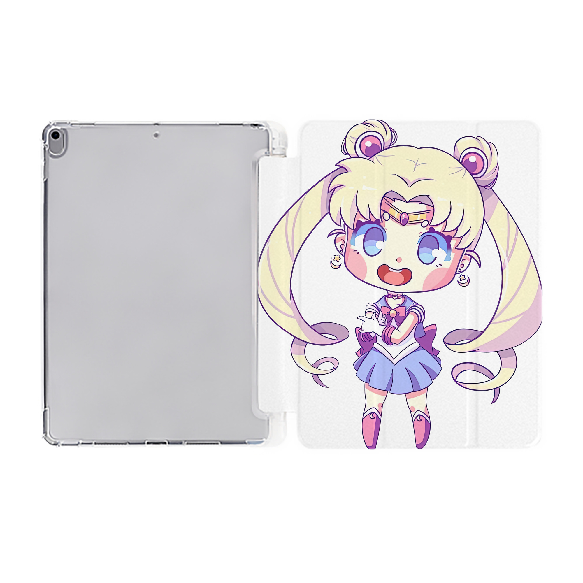 （画像用） 美少女戦士セーラームーン 月野 うさぎ つきの うさぎ Sailor Moon Tsukino Usagi IPad ケース ペン収納付き 三つ折りスタンド PUレザー×シリコン 対応機種9.5/10.5/10.9インチ